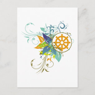 Dharma Wheel Floral Postkarte
