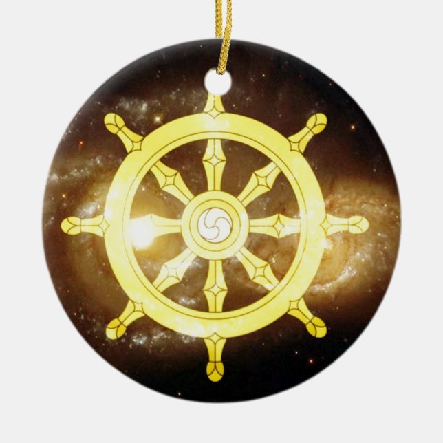Dharma Wheel Keramik Ornament (Vorne)