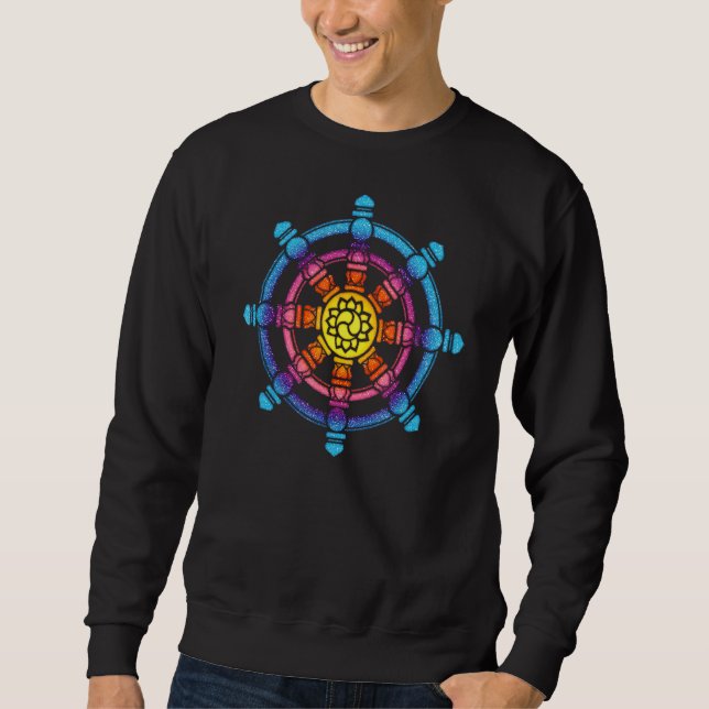 Dharma Wheel Meditation Lotus Chakra Yoga Dharmach Sweatshirt (Vorderseite)