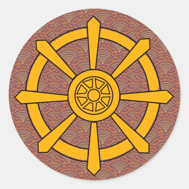 Dharma Wheel Runder Aufkleber (Vorderseite)