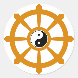 Dharma Wheel Yin Yang Runder Aufkleber