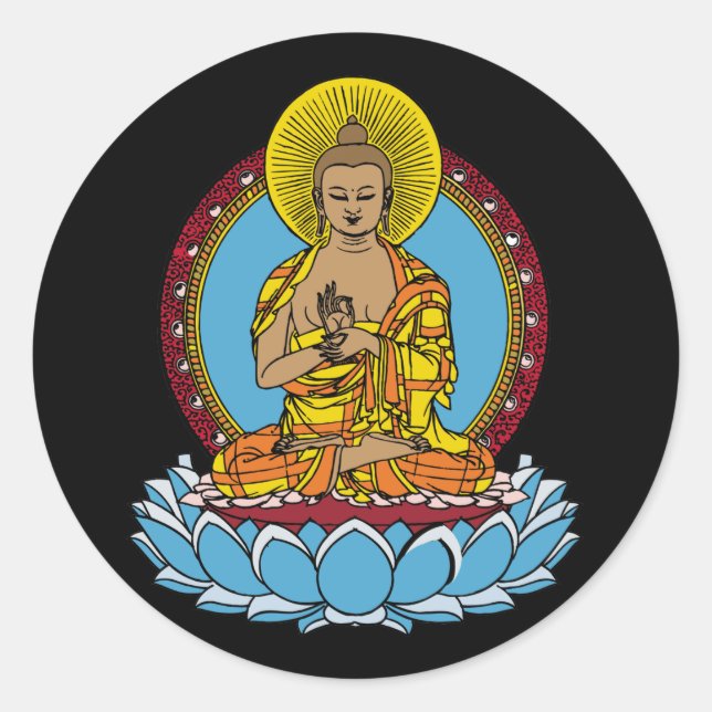 Dharmachakra Buddha Runder Aufkleber (Vorderseite)