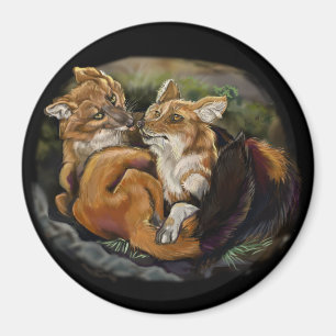 Dhole Cuddle Couple Magnet