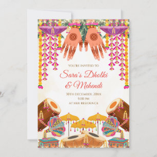Dholki Einladungen Digital Mehndi einladen, Digita