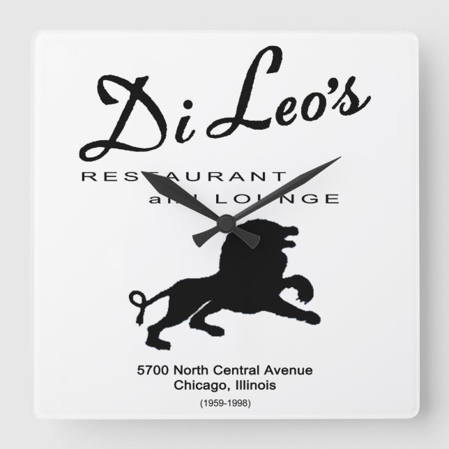 Di Leo's Restaurant, Chicago, IL Quadratische Wanduhr (Vorderseite)