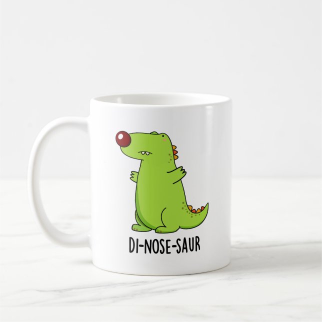 Di-nose-Saur Funny Dinosaur Pun Kaffeetasse (Links)
