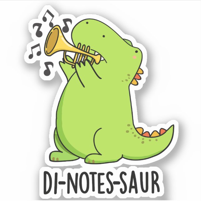 Di-notes-saur Funny Dinosaur Pun Aufkleber (Vorderseite)