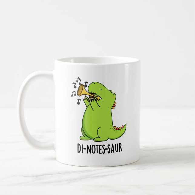 Di-notes-saur Funny Dinosaur Pun Kaffeetasse (Links)