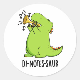 Di-notes-saur Lustiger Dinosaurier Wortwitz Runder Aufkleber