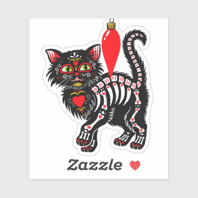Dia De Los Christmas Kitty Niedlich Aufkleber (Blatt)