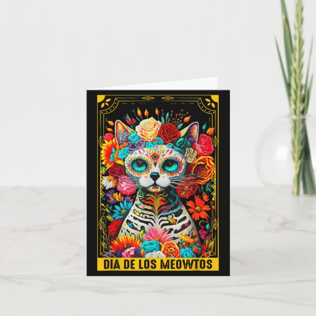 Dia De Los Meowtos Sugar Skull Cat Gift  Karte (Vorderseite)