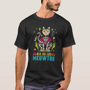 Dia De Los Meowtos Zucker-Schädel-Katze T-Shirt
