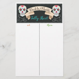 Dia De Los Muerto Bunco Game Tally Sheet