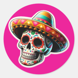 Dia de los Muertos 2 Runder Aufkleber