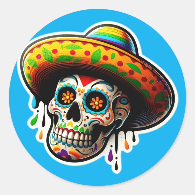 Dia de los Muertos 4 Runder Aufkleber (Vorderseite)