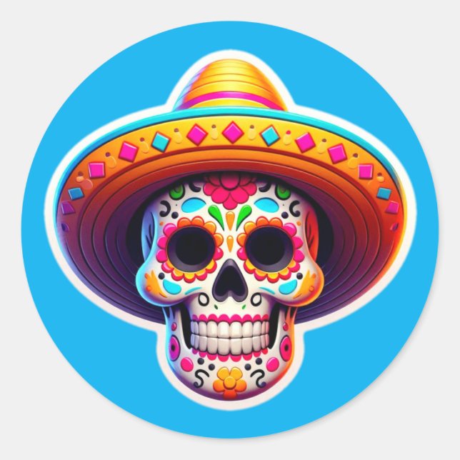 Dia de los Muertos 5 Runder Aufkleber (Vorderseite)