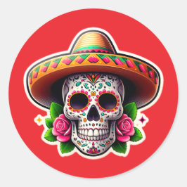 Dia de los Muertos 6 Runder Aufkleber