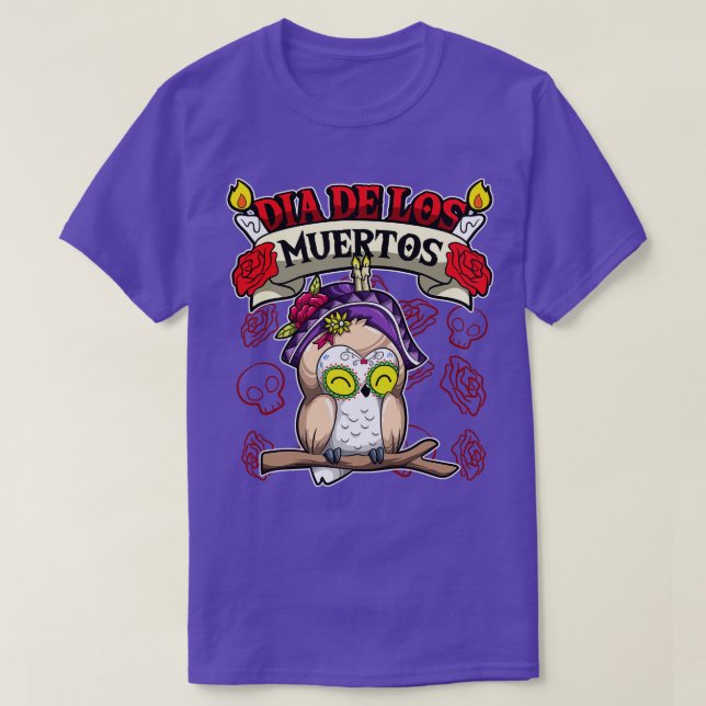 Dia De Los Muertos Animals Owl T-Shirt (Design vorne)