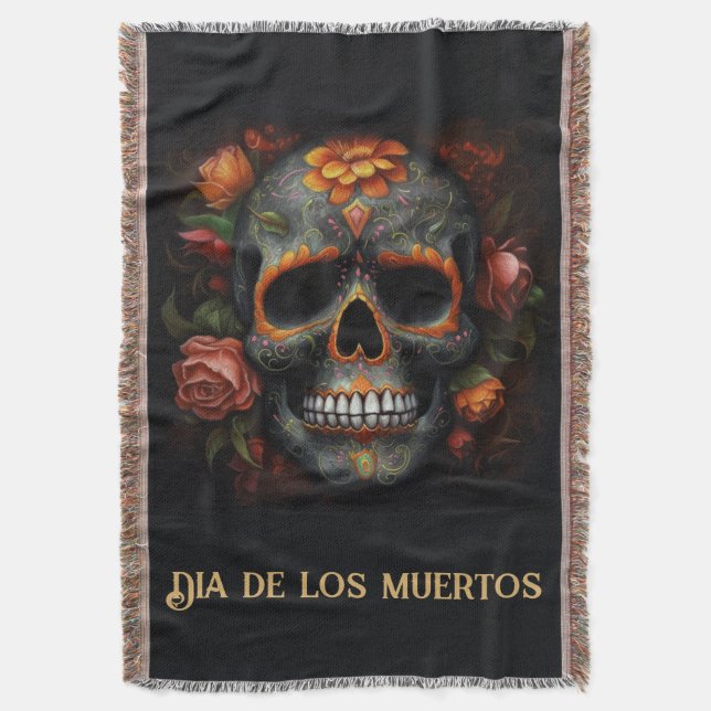 Dia de los Muertos bemalt Schädel anpassbar Decke (Vorderseite Vertikal)