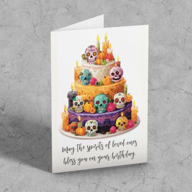 Día de los Muertos Birthday Cake Karte (Von Creator hochgeladen)