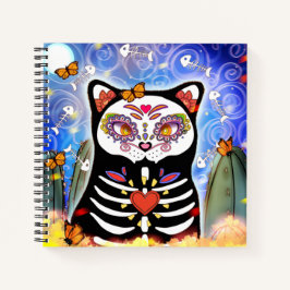 Dia De Los Muertos Black Cat Notizbuch