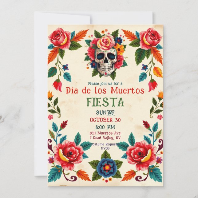 💀🎉Dia de los Muertos Bone to Bloom Einladung (Vorderseite)