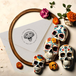 Día de Los Muertos   Briefmarke der Rücksendeadres Gummistempel
