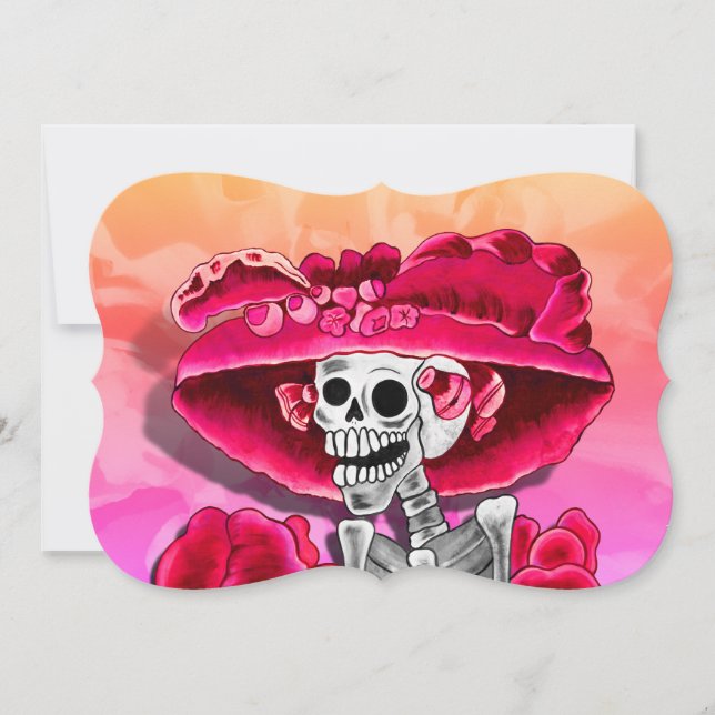 Dia de los Muertos Calavera in Red Hat Einladung (Vorderseite)