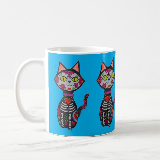 Dia de Los Muertos Cat Kaffeetasse (Links)