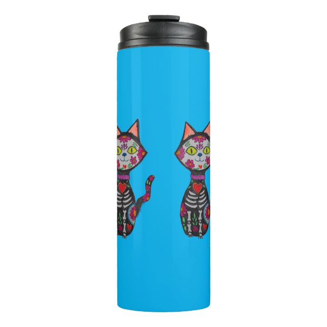 Dia de Los Muertos Cat Thermosbecher (Vorderseite)
