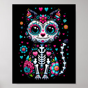 Dia De Los Muertos Cinco De Mayo Cat Sugar Skull Poster