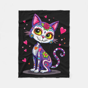 Dia de los muertos cinco de mayo Katze Zuckerschäd Fleecedecke