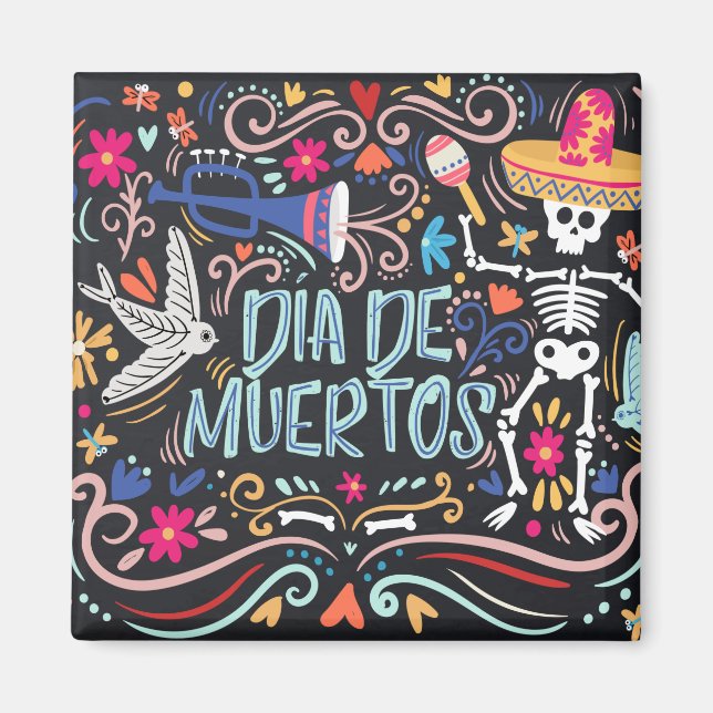 Dia de los Muertos coloré | Magnet (Devant)