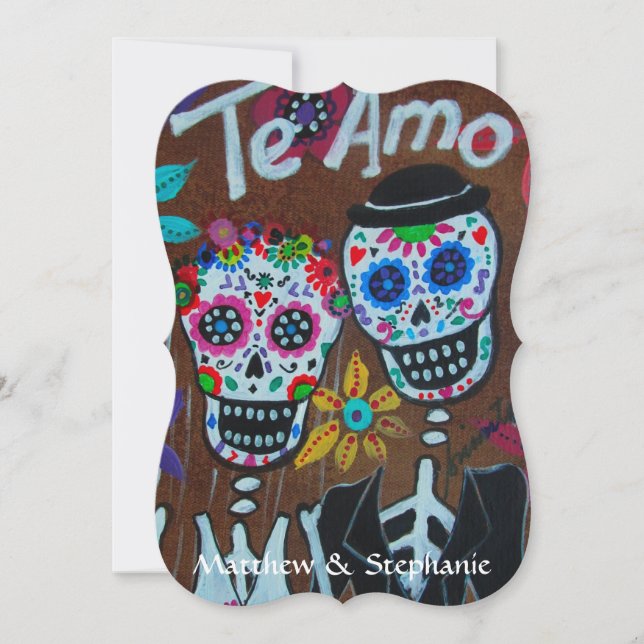 DIA DE LOS MUERTOS COUPLE FAIRE-PART DE MARIAGE (Devant)