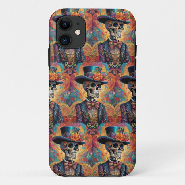 Dia de los Muertos Dapper Skeleton Case-Mate iPhone Hülle (Rückseite)