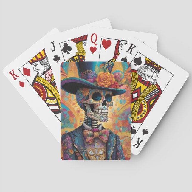 Dia de los Muertos Dapper Skeleton Spielkarten (Rückseite)