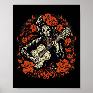 Dia de Los Muertos Day of the Dead Halloween Skele Poster