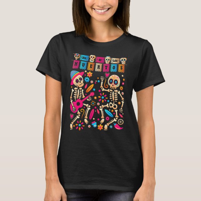 Dia de Los Muertos Day of the Dead Mexican Skeleto T-Shirt (Vorderseite)