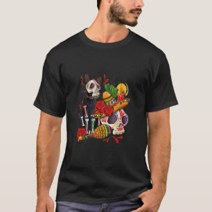 Dia De los Muertos Day of the Dead Skull Black Cat T-Shirt