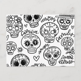 Dia De Los Muertos - Farben für Zuckerschellen Postkarte