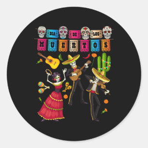 Dia De Los Muertos Figures - Mexican Papel Picado Runder Aufkleber