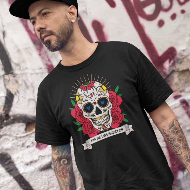 Dia de Los Muertos Floral Sugar Skull T-Shirt (Von Creator hochgeladen)