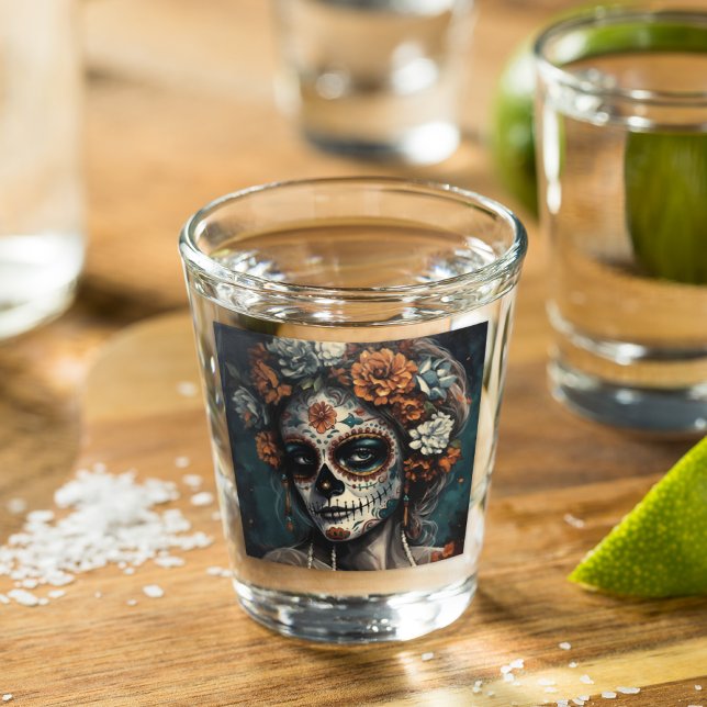 Dia de los muertos gemalt Gesicht Schnapsglas (Von Creator hochgeladen)
