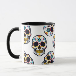 Dia De Los Muertos gepixeltes Totenkopf-Muster Tasse