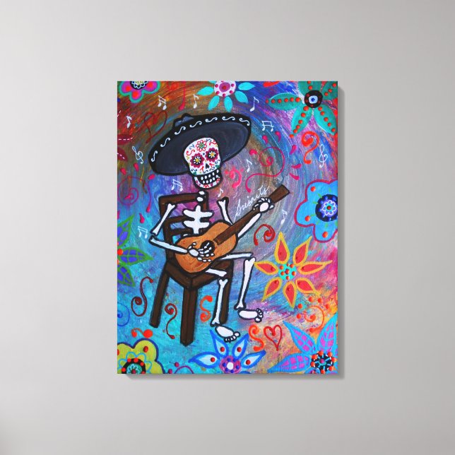 Dia de los Muertos Gitarero Leinwanddruck (Vorderseite)