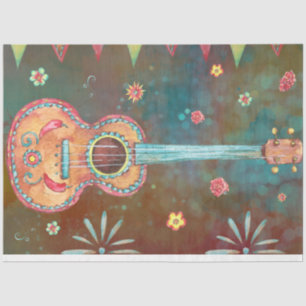 Dia De Los Muertos Guitar - Vibrant Celebration Seidenpapier