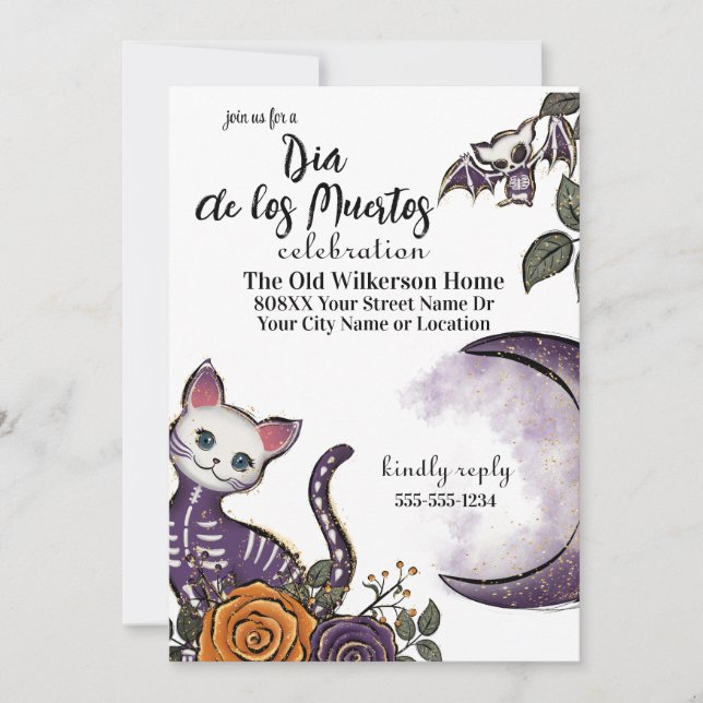 Dia de los Muertos Halloween-Party Einladung (Vorderseite)