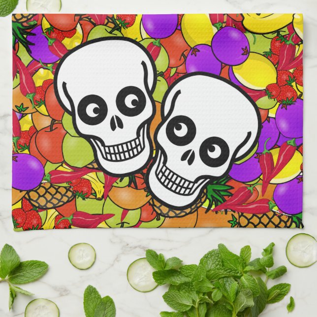 Dia De Los Muertos - Happy Couple W/Fruit Küchentuch (Gefaltet)