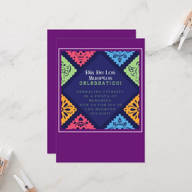 Dia De Los Muertos Invitacion Einladung (Vorderseite/Rückseite Beispiel)