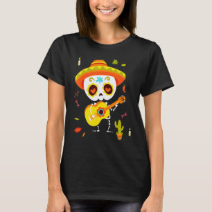 Dia De Los Muertos Junge Tanzendes Skelett Gitarre T-Shirt